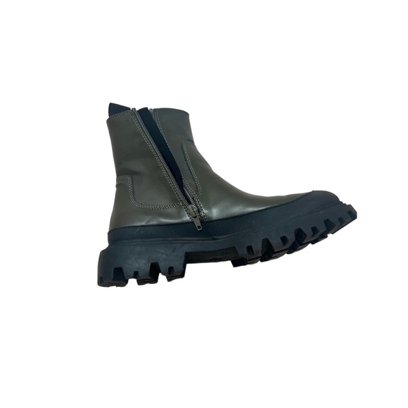 Zara Womens Ankle Boots Size EU 38 US 7.5 Dark Green Stretch Chunky - Picture 6 of 10